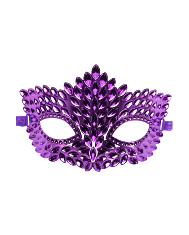 Masque violet sculpté en plastique sur papier cartonné
