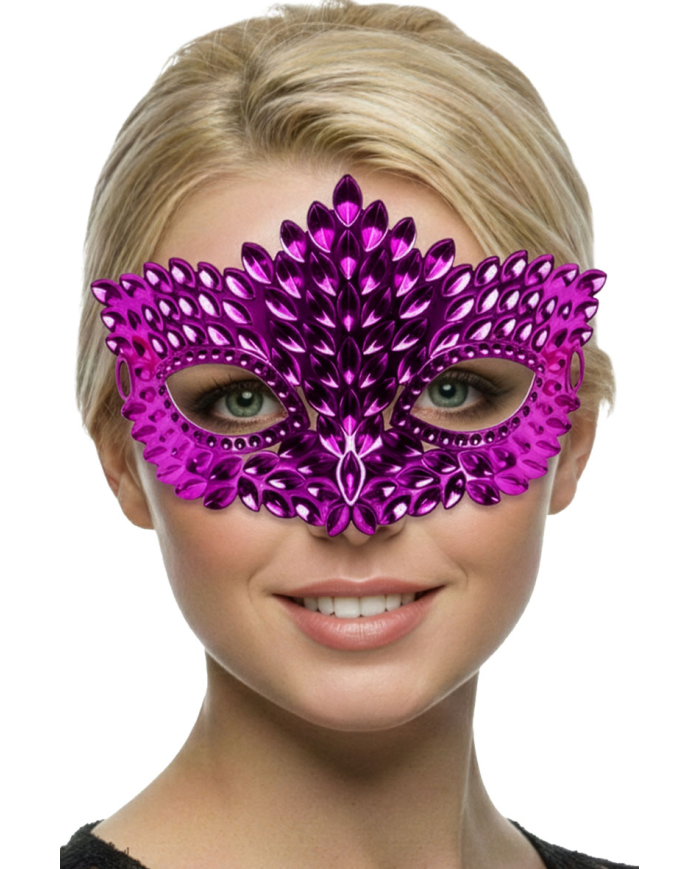 Masque rose sculpté en plastique sur papier cartonné