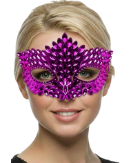 Spitzenstoffartige Maske rosa aus Kunststoff auf Pappkarton