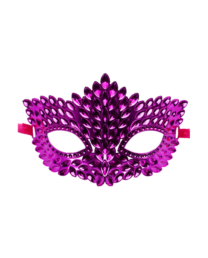 Masque rose sculpté en plastique sur papier cartonné