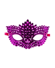 Maschera rosa intagliata in plastica su cartoncino