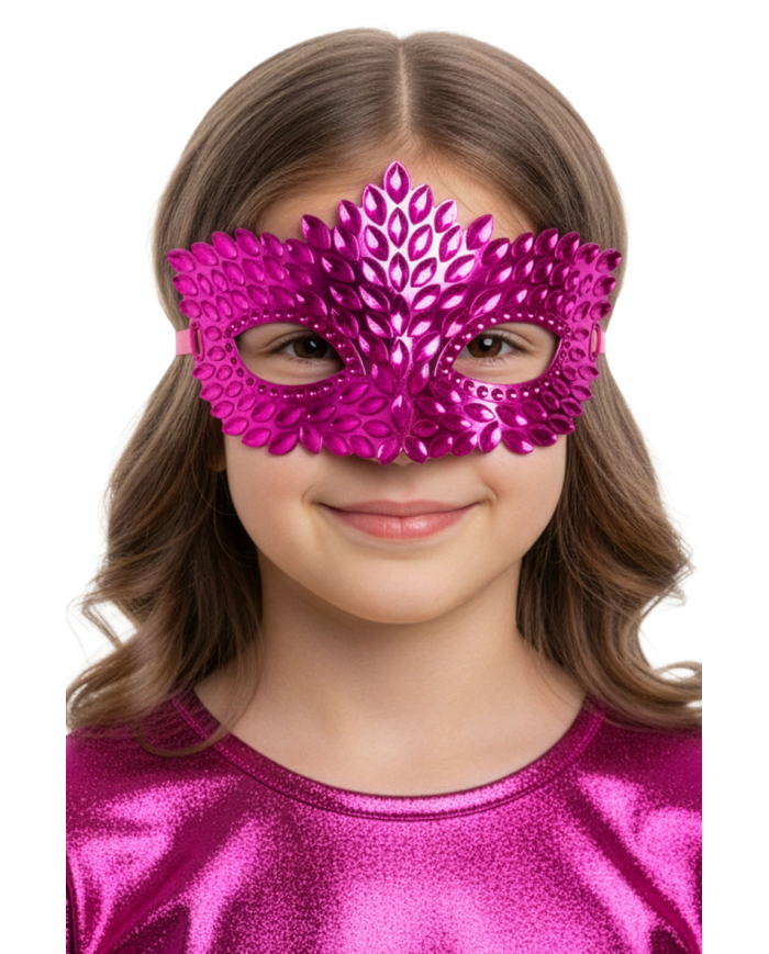 Spitzenstoffartige Maske rosa aus Kunststoff auf Pappkarton