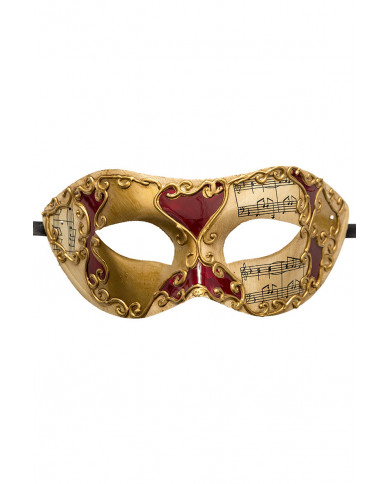Venetian chinless mask in plastic with embossed golden