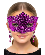 Maschera rosa intagliata in plastica su cartoncino