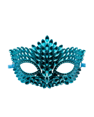 Masque bleu sculpté en plastique sur papier cartonné