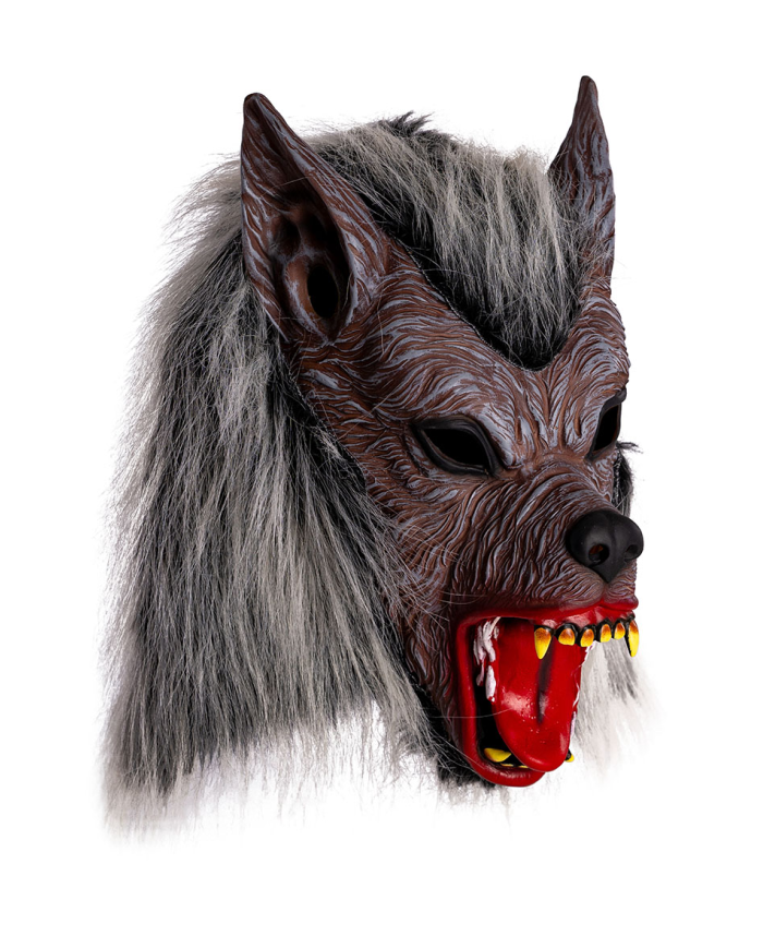 Masque loup-garou en latex avec fourrure avec carte d’en-tête