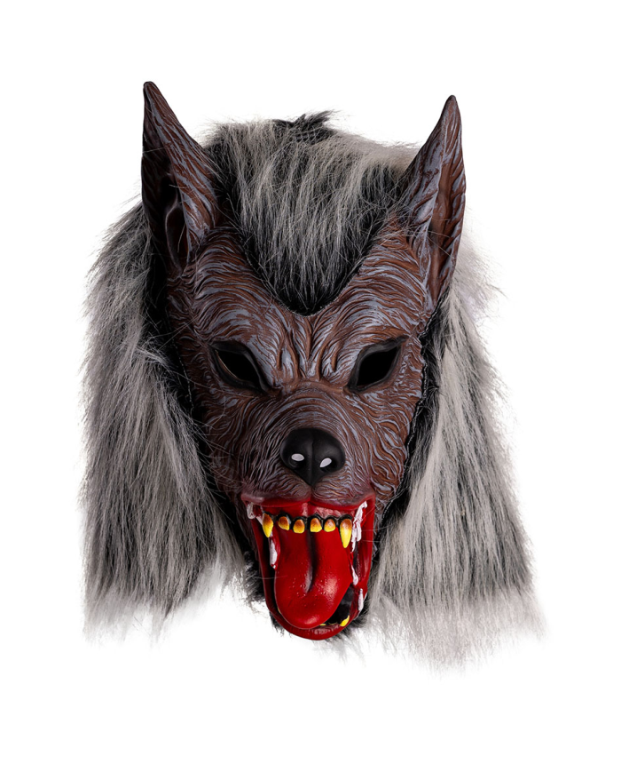 Masque loup-garou en latex avec fourrure avec carte d’en-tête