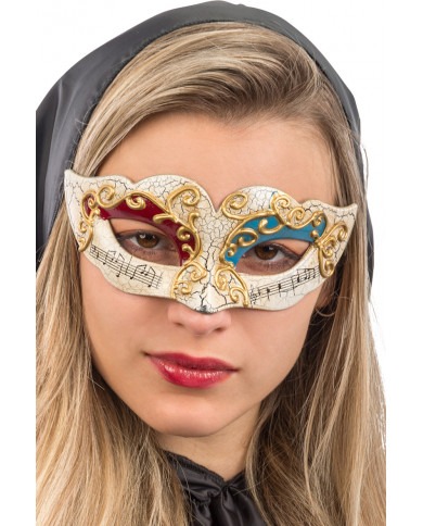 Chinless mask in plastic with cracl? effect, embossed golden