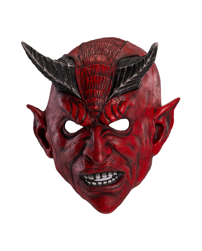 Máscara de diablo de látex con solapa de cartón