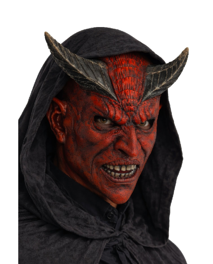Máscara de diablo de látex con solapa de cartón