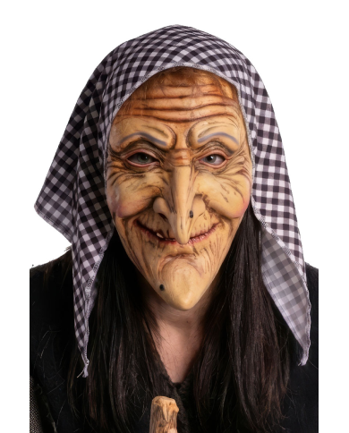 Masque vieille dame en latex avec mouchoir avec carte d’en-tête