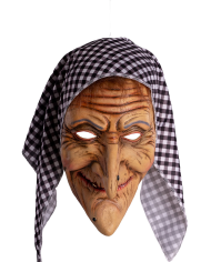 Old lady latex mask with handkerchief with header
