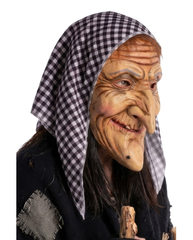 Old lady latex mask with handkerchief with header