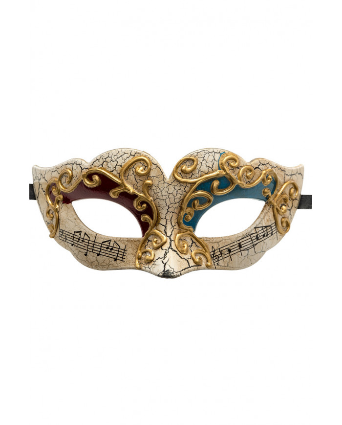 Chinless mask in plastic with cracl? effect, embossed golden