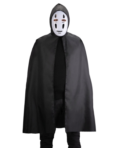 No face spirited away set with plastic mask and cape with hood in pbh