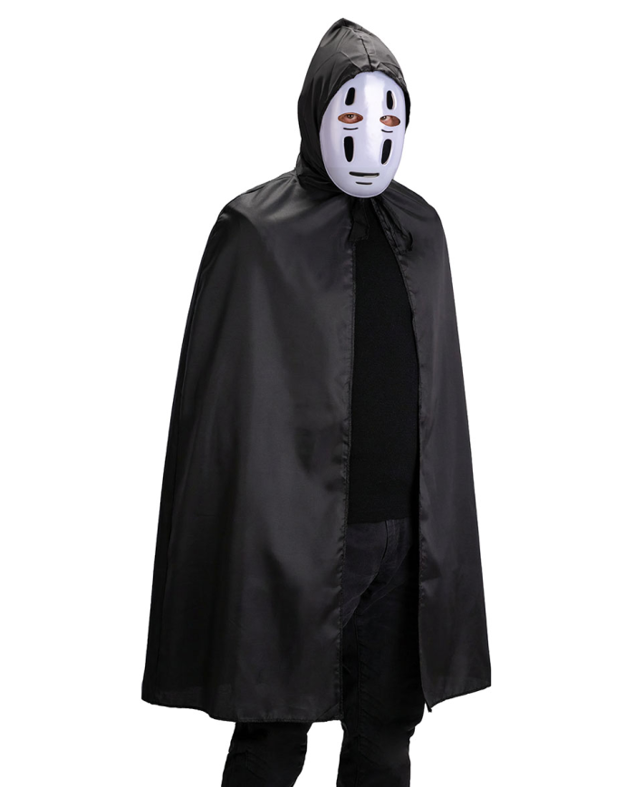 Set maschera spirito senza volto e mantello con cappuccio in busta con cavallotto