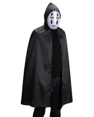 Ensemble masque esprit sans visage et cape avec capuche dans un sachet avec carte d’en-tête