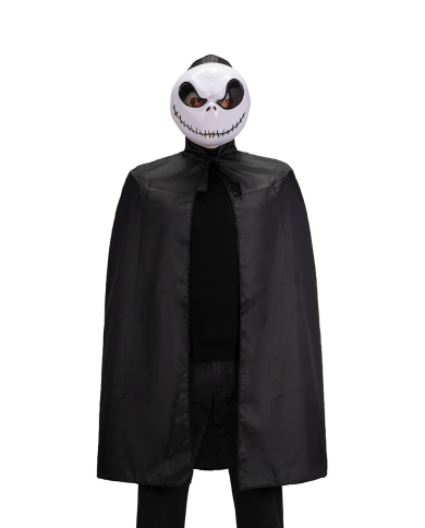 Ensemble masque Nbxmas et cape avec capuche dans un sachet avec carte d’en-tête