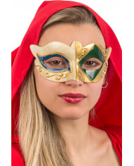 Chinless mask in plastic with embossed golden embroidery and Chinless mask in plastic with embossed golden embroidery and