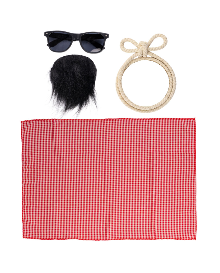 Ensemble déguisement cheikh (coiffe, barbe, lunettes) dans un sachet