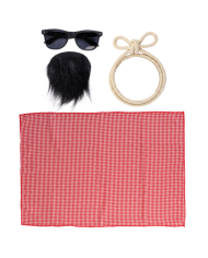 Conjunto de disfraz de jeque (tocado, barba, gafas) en bolsa