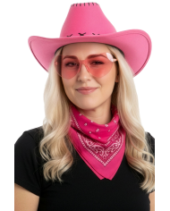 Cowgirl-Set (Hut, Brille, Bandana) auf Pappkarton