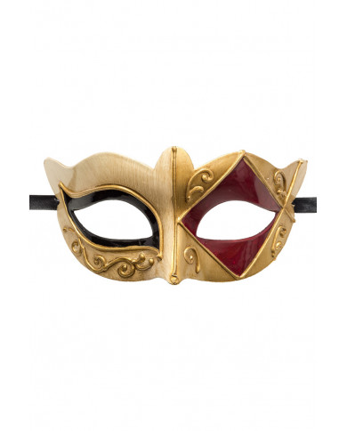 Chinless mask in plastic with embossed golden embroidery and