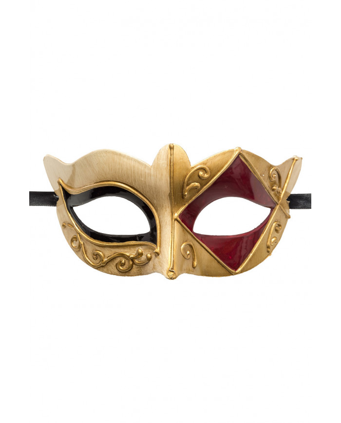 Chinless mask in plastic with embossed golden embroidery and