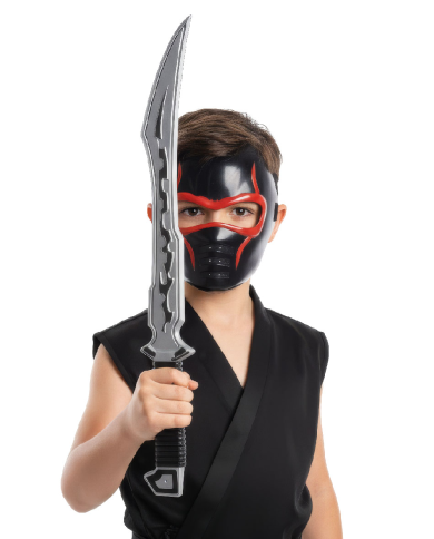 Ninja set with plastic mask and sword l.cm.60 on card