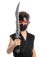 Conjunto máscara y espada ninja de plástico de unos 60 cm. de largo sobre cartoncillo
