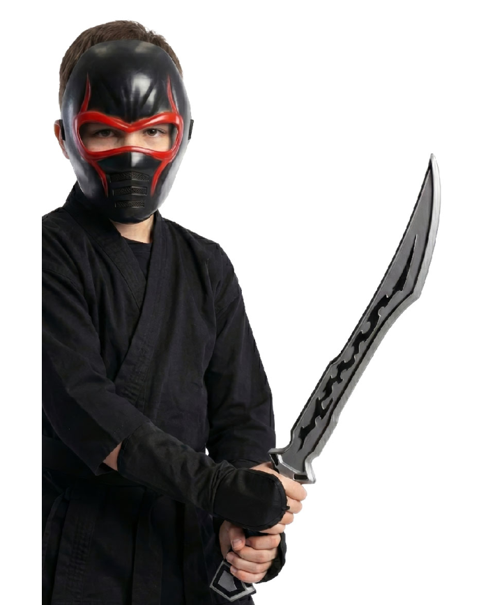 Set Maske und Ninja-Schwert aus Kunststoff L. ca. 60 cm auf Pappkarton