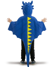 Set drago blu (mantello, cappuccio, maschera) in soffice pile in busta con gangio