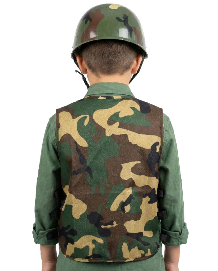 Ensemble déguisement militaire (casque et veste) sur papier cartonné