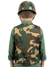 Conjunto militar (casco y chaqueta) sobre cartoncillo