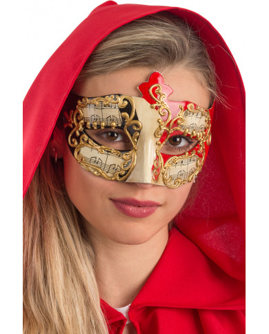 Venetian chinless mask in plastic with embossed golden