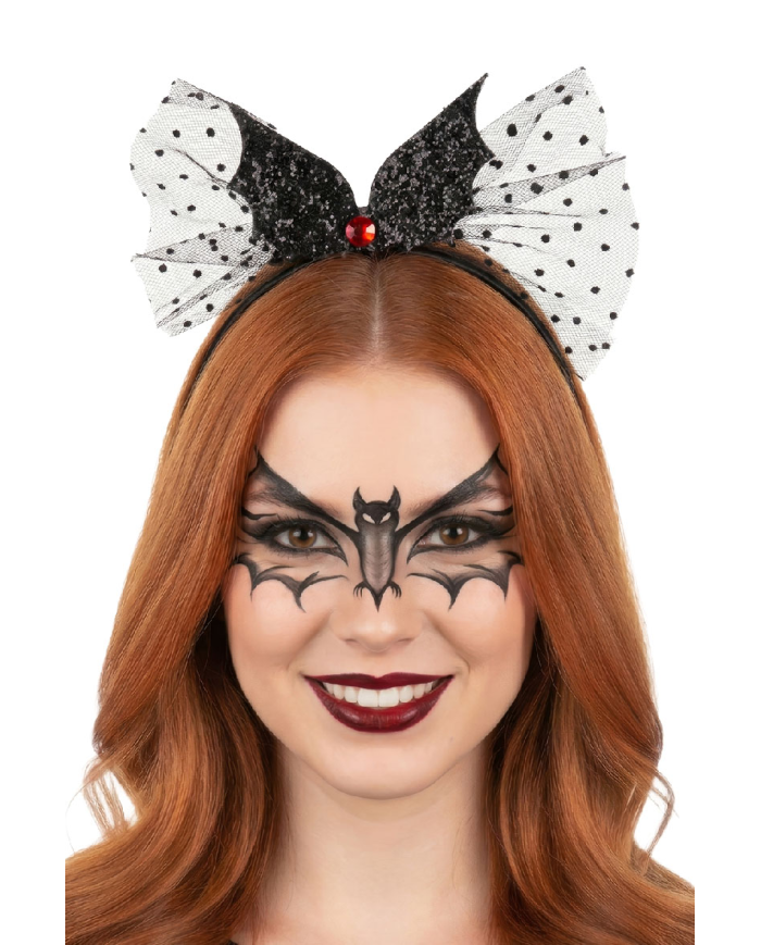 Haarreif schwarze Fledermaus mit Tüll mit Aufhänger