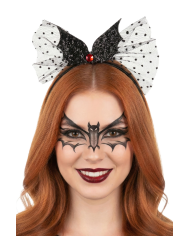 Cerchietto pipistrello nero con tulle con cavallotto