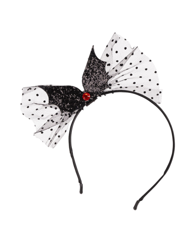 Serre-tête chauve-souris noire avec tulle avec carte d’en-tête