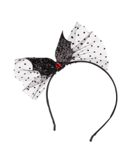 Diadema murciélago negro con tul con solapa de cartón
