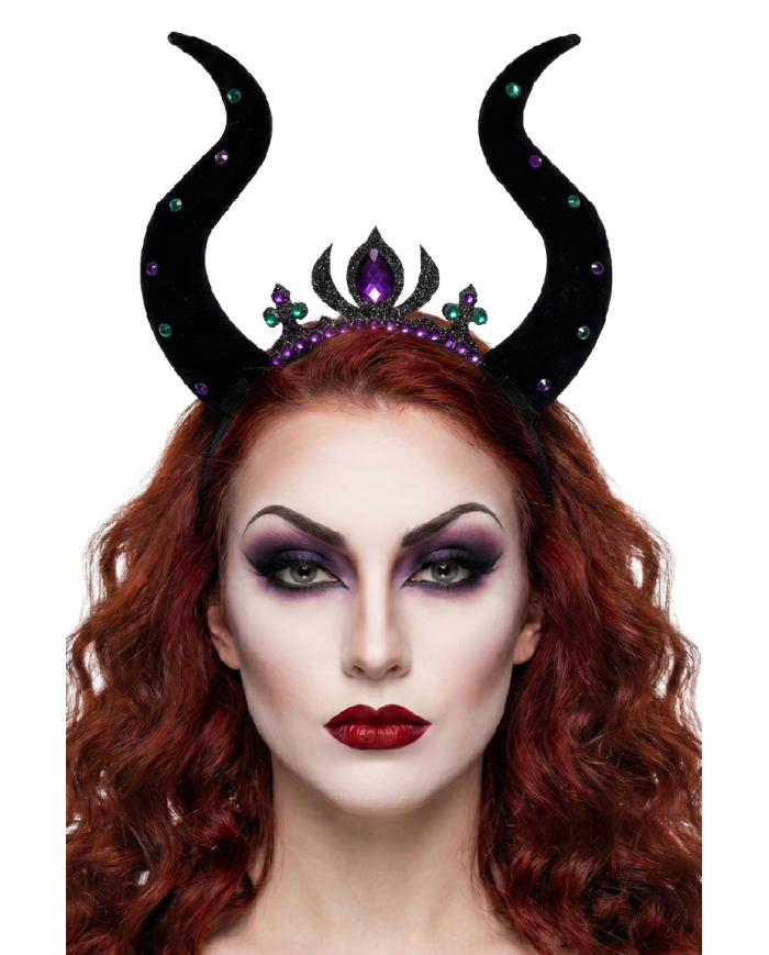 Diadema bruja maléfica de lujo con solapa de cartón