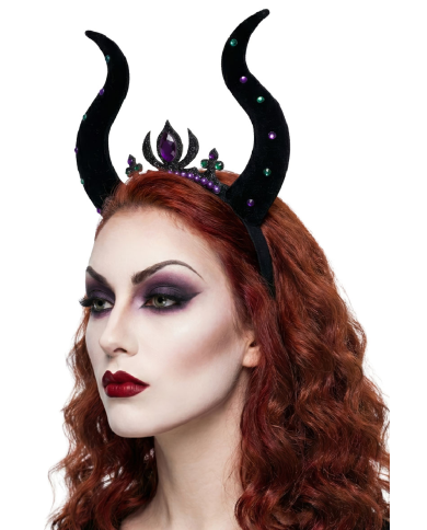 Diadema bruja maléfica de lujo con solapa de cartón