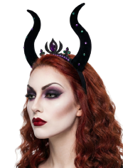 Diadema bruja maléfica de lujo con solapa de cartón