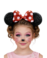 Serre-tête petite souris femelle en tissu sur papier cartonné