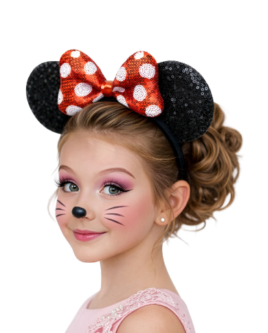 Lady mouse headband in fabric on card
