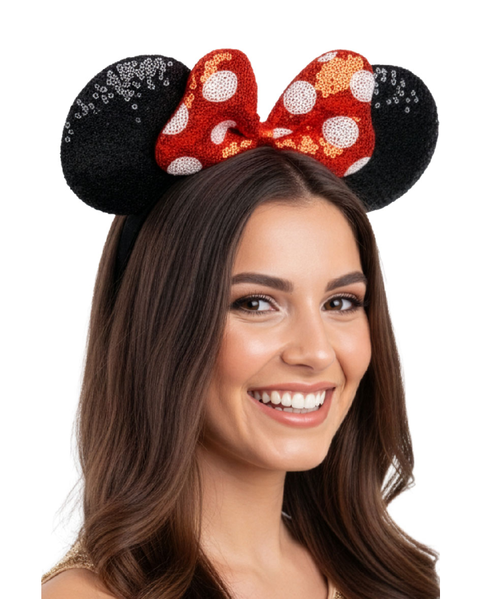 Minnie mouse headband in fabric on card