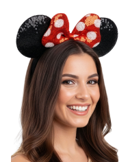 Minnie mouse headband in fabric on card