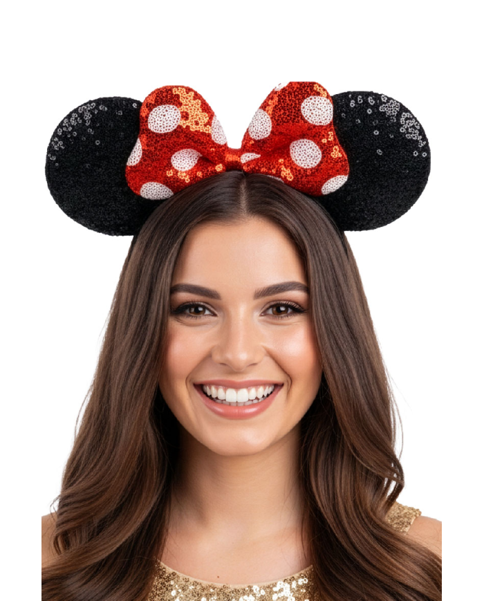 Minnie mouse headband in fabric on card