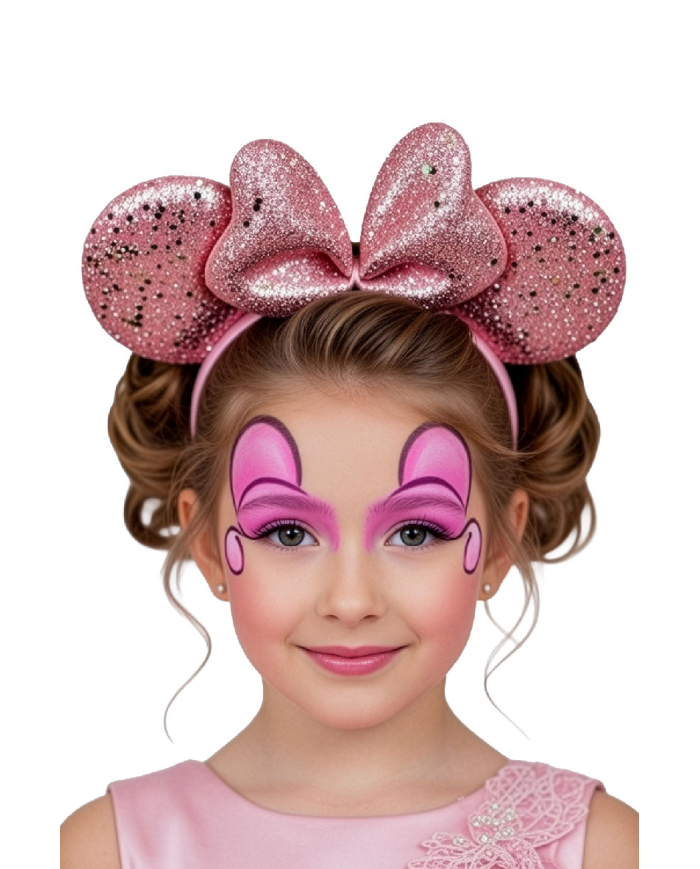 Pink minnie mouse headband in fabric on card