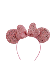 Serre-tête petite souris femelle rose en tissu sur papier cartonné