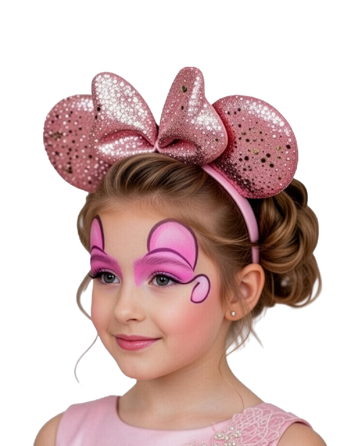 Pink minnie mouse headband in fabric on card